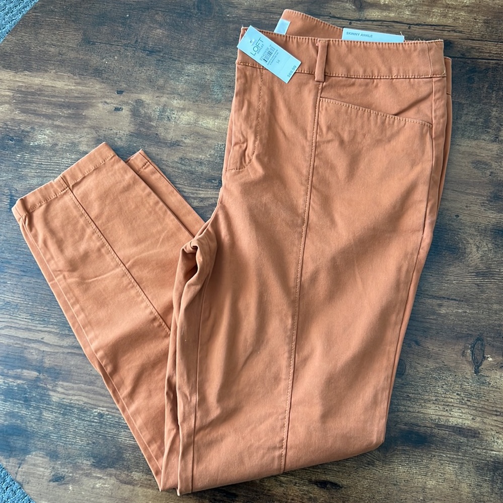 Loft Outlet Skinny Ankle Mid Rise Pants in Burnt Orange